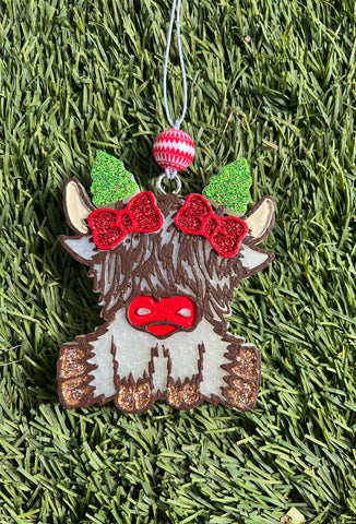 Highland Cow With Christmas Tree Headband