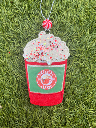 Hot Latte Coffee Cup with whipped cream and drip