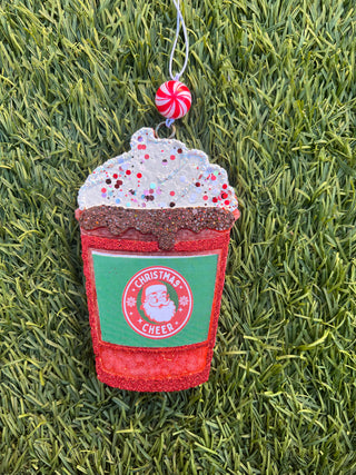 Hot Latte Coffee Cup with whipped cream and drip