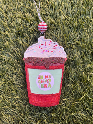 Hot Latte Coffee Cup with whipped cream and drip