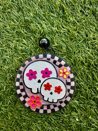 Day of the Dead Skulls w/ Checker Border